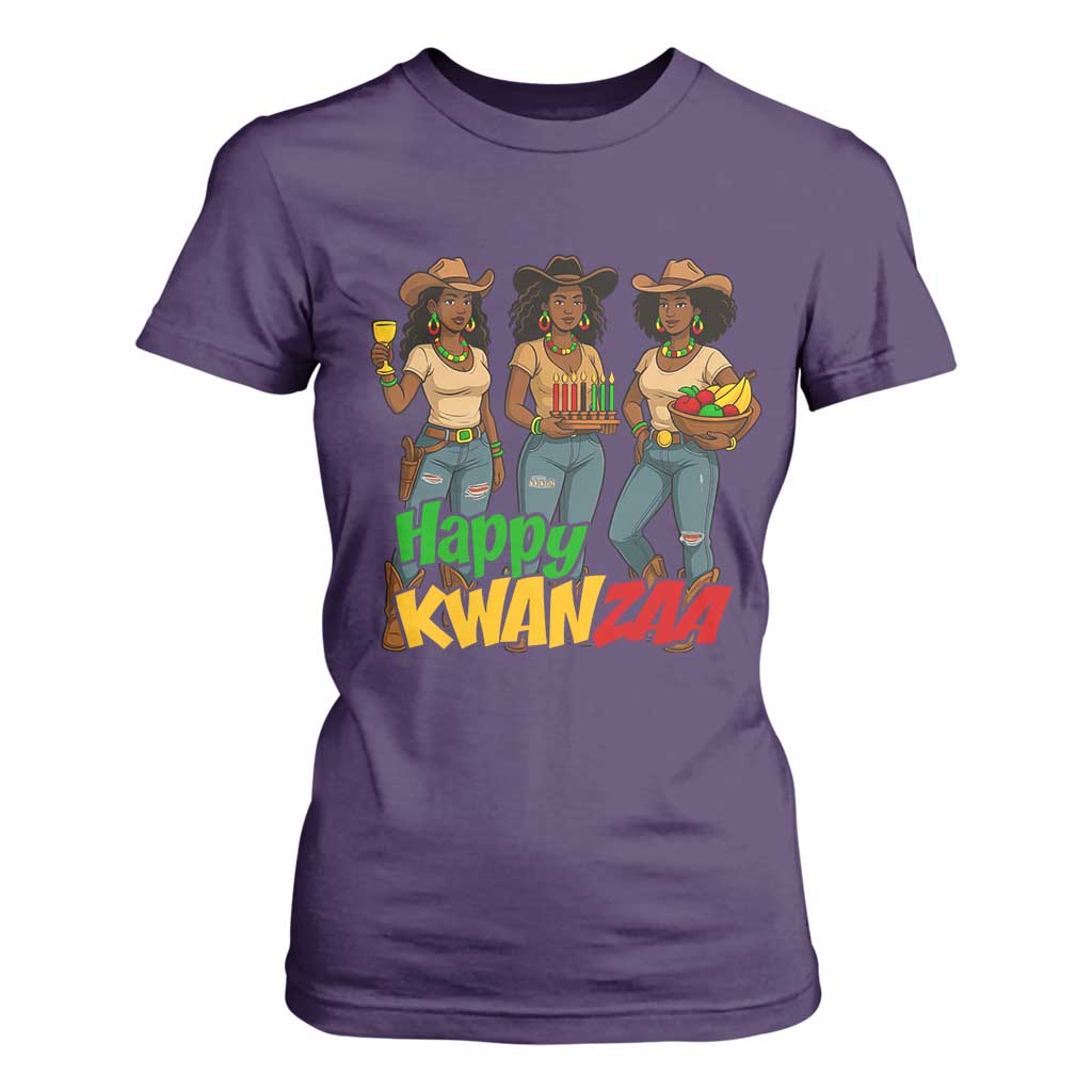 Happy Kwanzaa Cowgirl T Shirt For Women Festival Of Lights African Heritage Gift TS12 Purple Print Your Wear