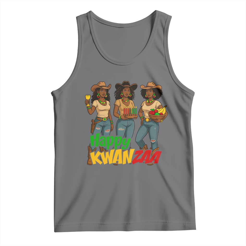 Happy Kwanzaa Cowgirl Tank Top Festival Of Lights African Heritage Gift TS12 Black Heather Print Your Wear