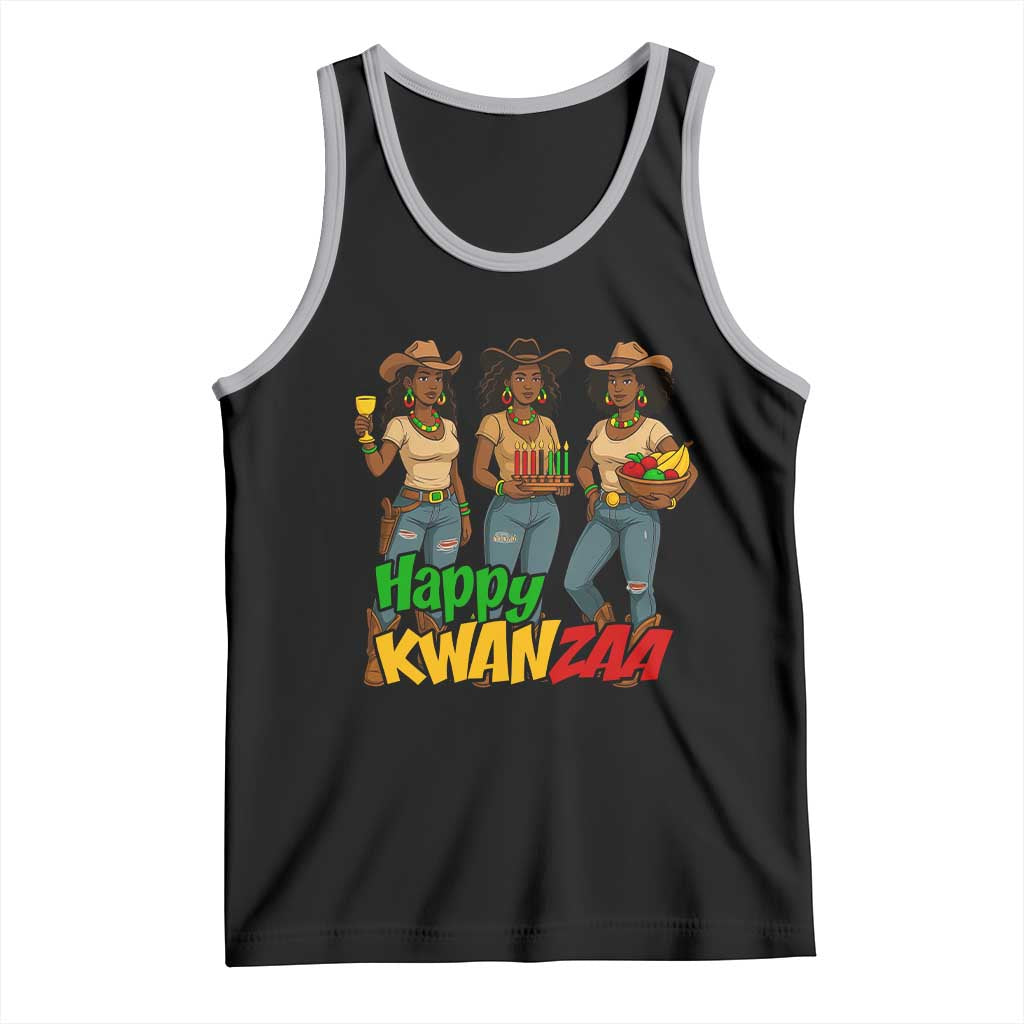 Happy Kwanzaa Cowgirl Tank Top Festival Of Lights African Heritage Gift - Print Your Wear