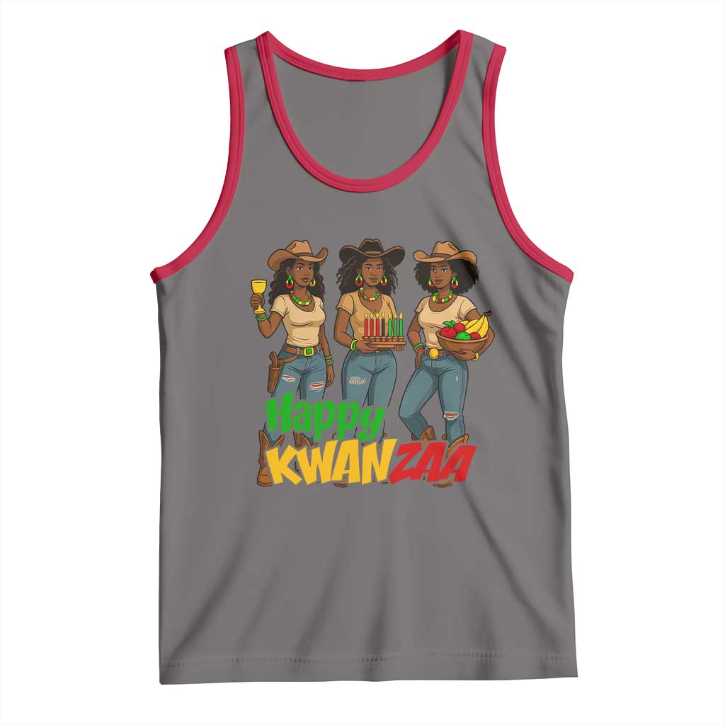 Happy Kwanzaa Cowgirl Tank Top Festival Of Lights African Heritage Gift - Print Your Wear
