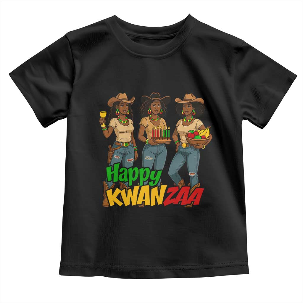 Happy Kwanzaa Cowgirl Toddler T Shirt Festival Of Lights African Heritage Gift - Print Your Wear