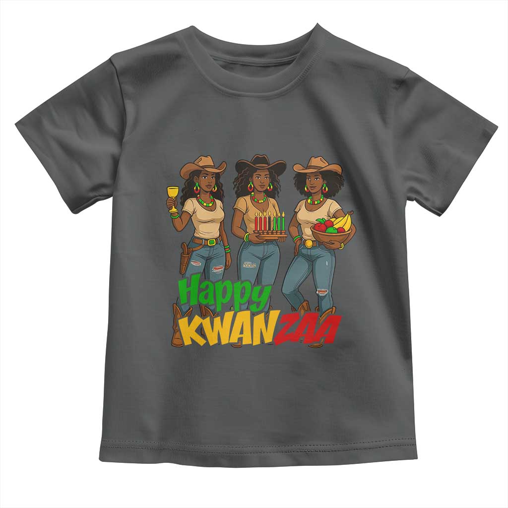 Happy Kwanzaa Cowgirl Toddler T Shirt Festival Of Lights African Heritage Gift TS12 Dark Heather Print Your Wear