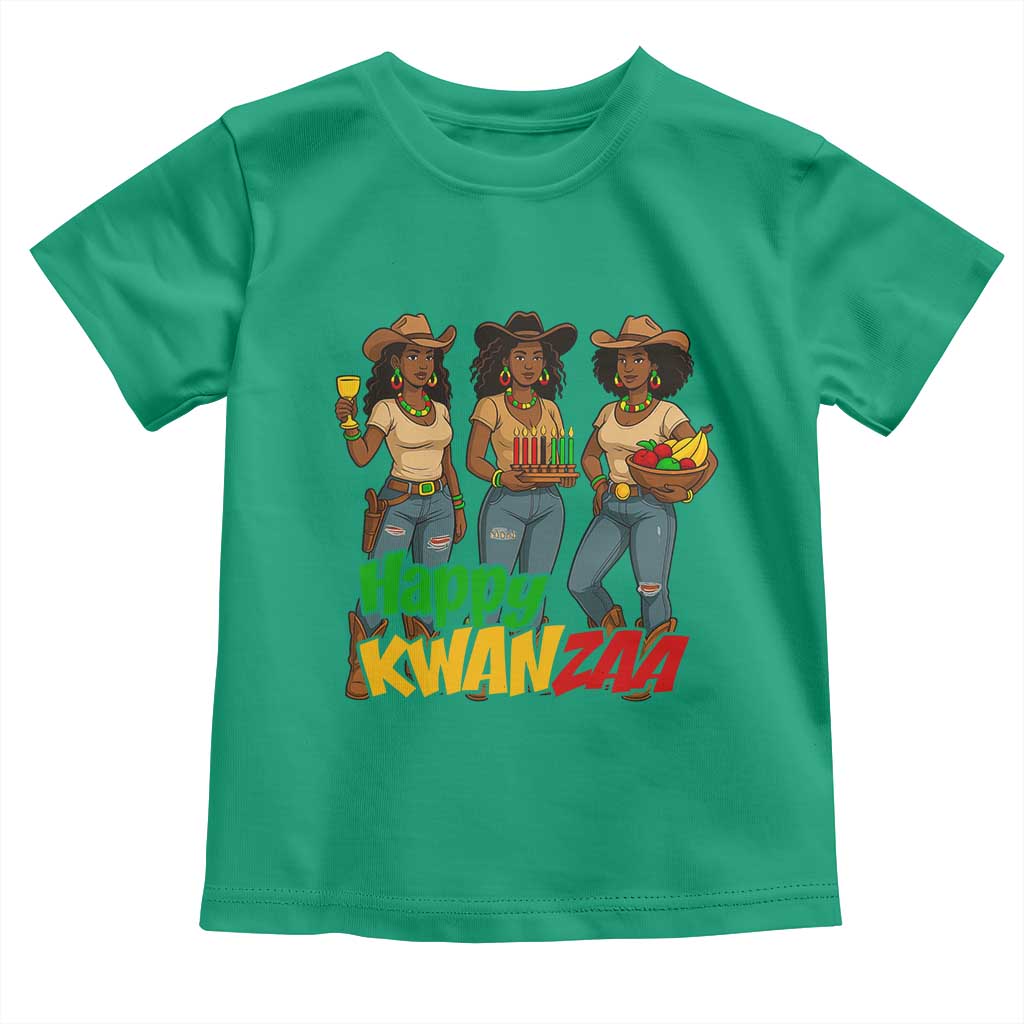 Happy Kwanzaa Cowgirl Toddler T Shirt Festival Of Lights African Heritage Gift - Print Your Wear