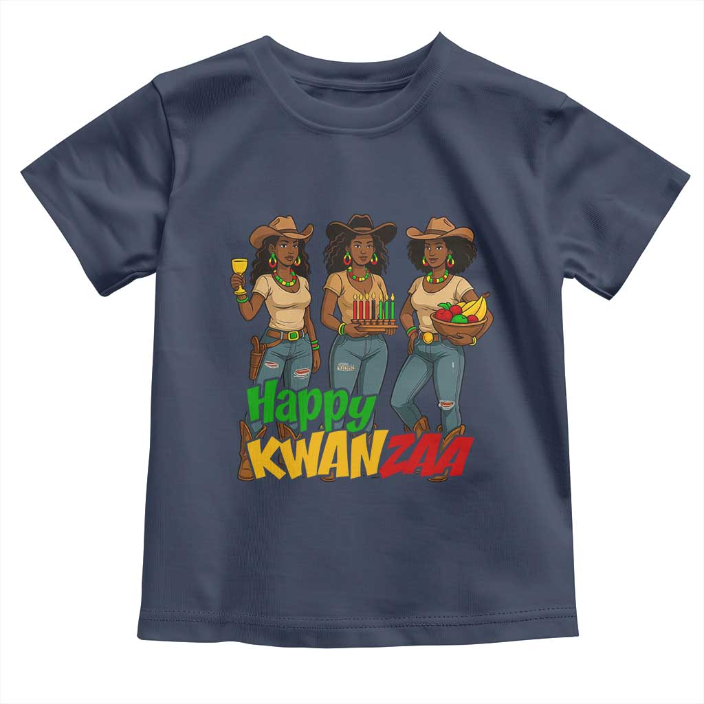 Happy Kwanzaa Cowgirl Toddler T Shirt Festival Of Lights African Heritage Gift TS12 Navy Print Your Wear