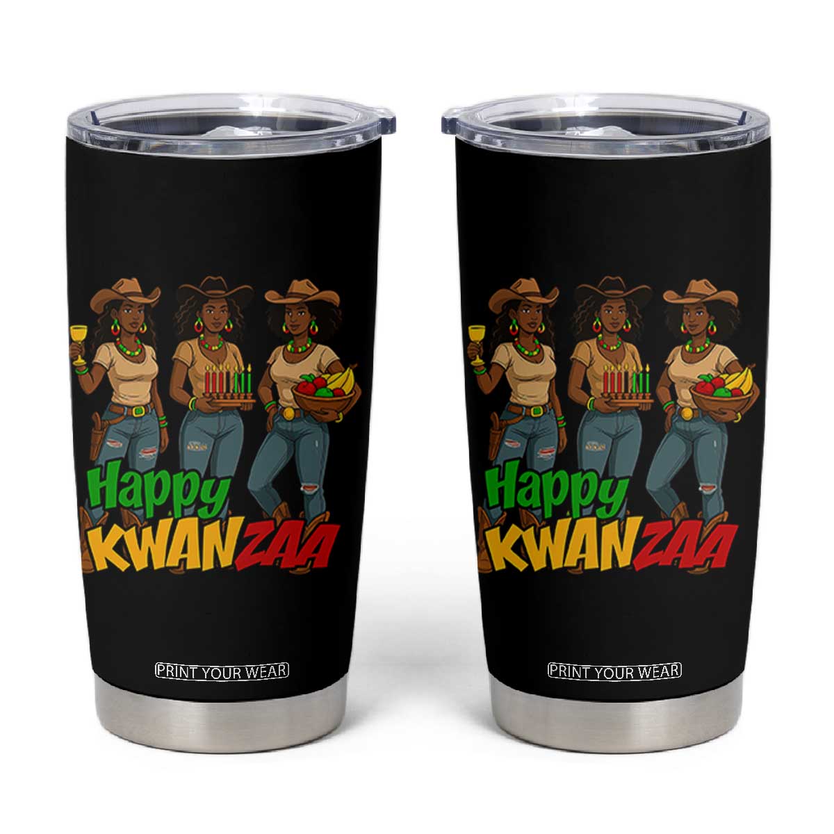 Happy Kwanzaa Cowgirl Tumbler Cup Festival Of Lights African Heritage Gift - Print Your Wear