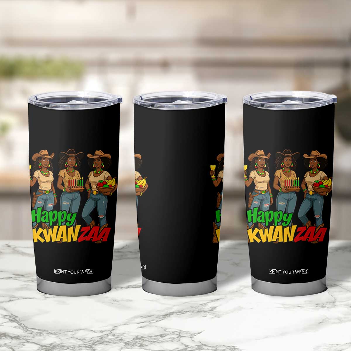 Happy Kwanzaa Cowgirl Tumbler Cup Festival Of Lights African Heritage Gift - Print Your Wear