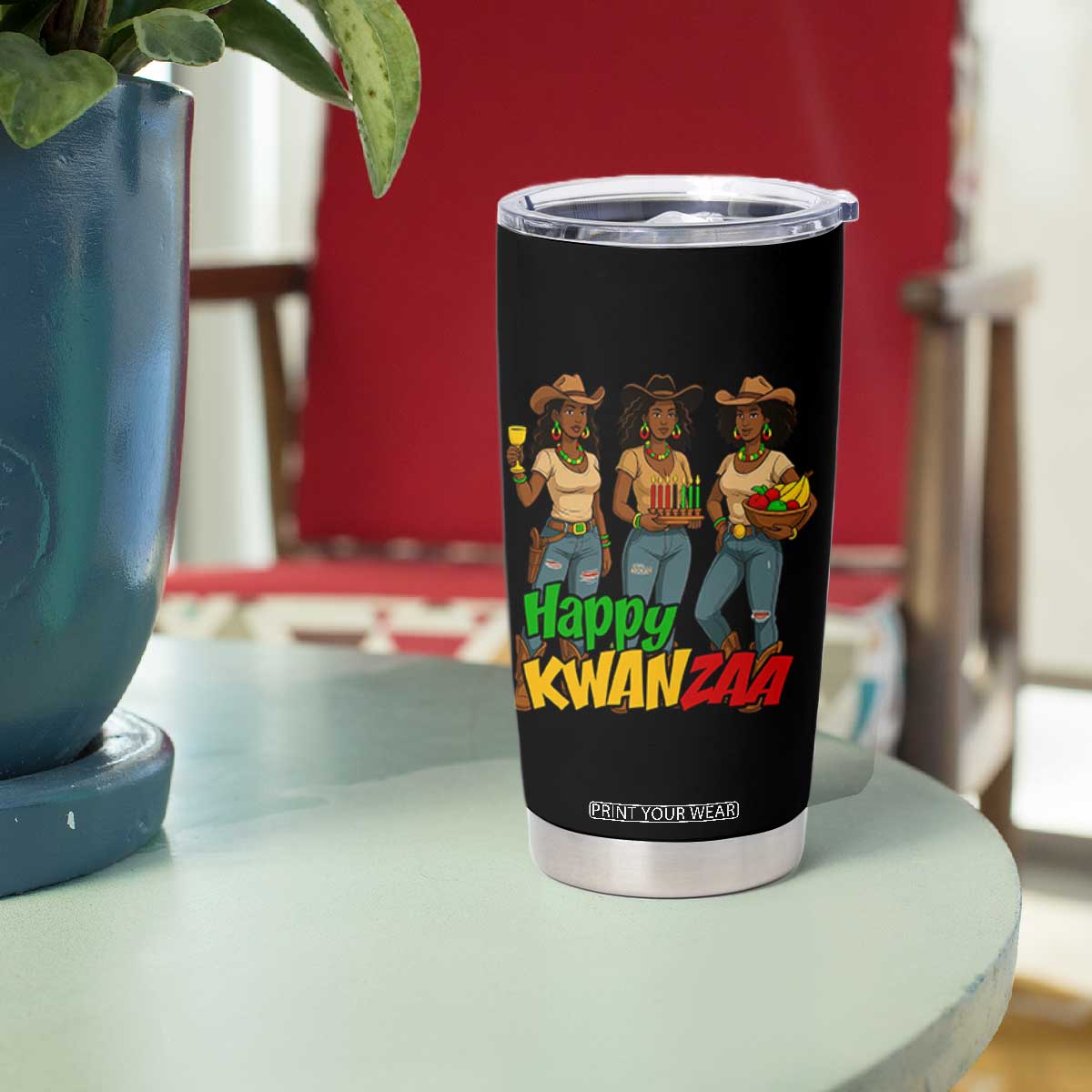 Happy Kwanzaa Cowgirl Tumbler Cup Festival Of Lights African Heritage Gift - Print Your Wear