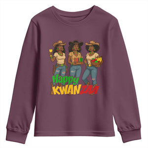 Happy Kwanzaa Cowgirl Youth Sweatshirt Festival Of Lights African Heritage Gift TS12 Maroon Print Your Wear