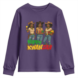Happy Kwanzaa Cowgirl Youth Sweatshirt Festival Of Lights African Heritage Gift - Print Your Wear