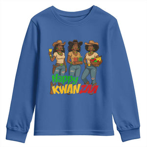 Happy Kwanzaa Cowgirl Youth Sweatshirt Festival Of Lights African Heritage Gift TS12 Royal Blue Print Your Wear