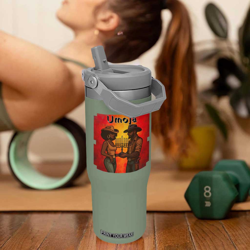 Kwanzaa Umoja Togetherness Flip Straw Tumbler Cowboy Cowgirl African Heritage Gift TS12 One Size: 30 oz Moss Green Print Your Wear