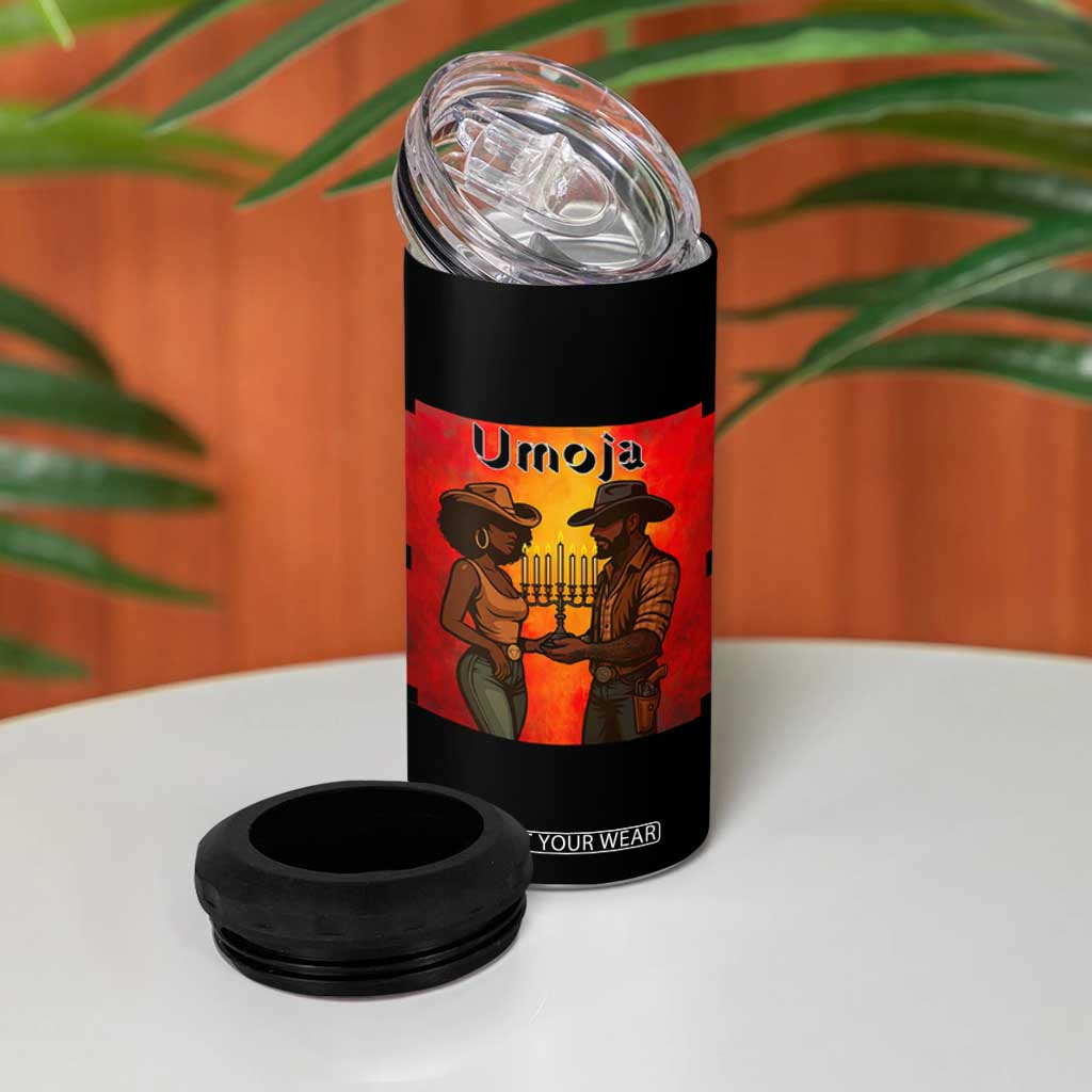 Kwanzaa Umoja Togetherness 4 in 1 Can Cooler Tumbler Cowboy Cowgirl African Heritage Gift - Print Your Wear