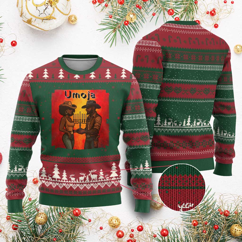 Kwanzaa Umoja Togetherness Ugly Christmas Sweater Cowboy Cowgirl African Heritage Gift TS12 Red Green Print Your Wear