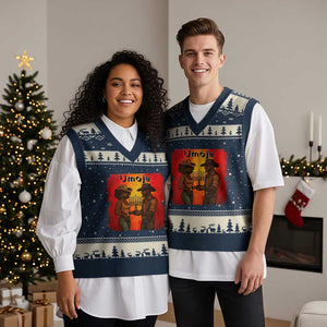 Kwanzaa Umoja Togetherness V-Neck Knit Sweater Vest Cowboy Cowgirl African Heritage Gift TS12 Navy Beige Print Your Wear