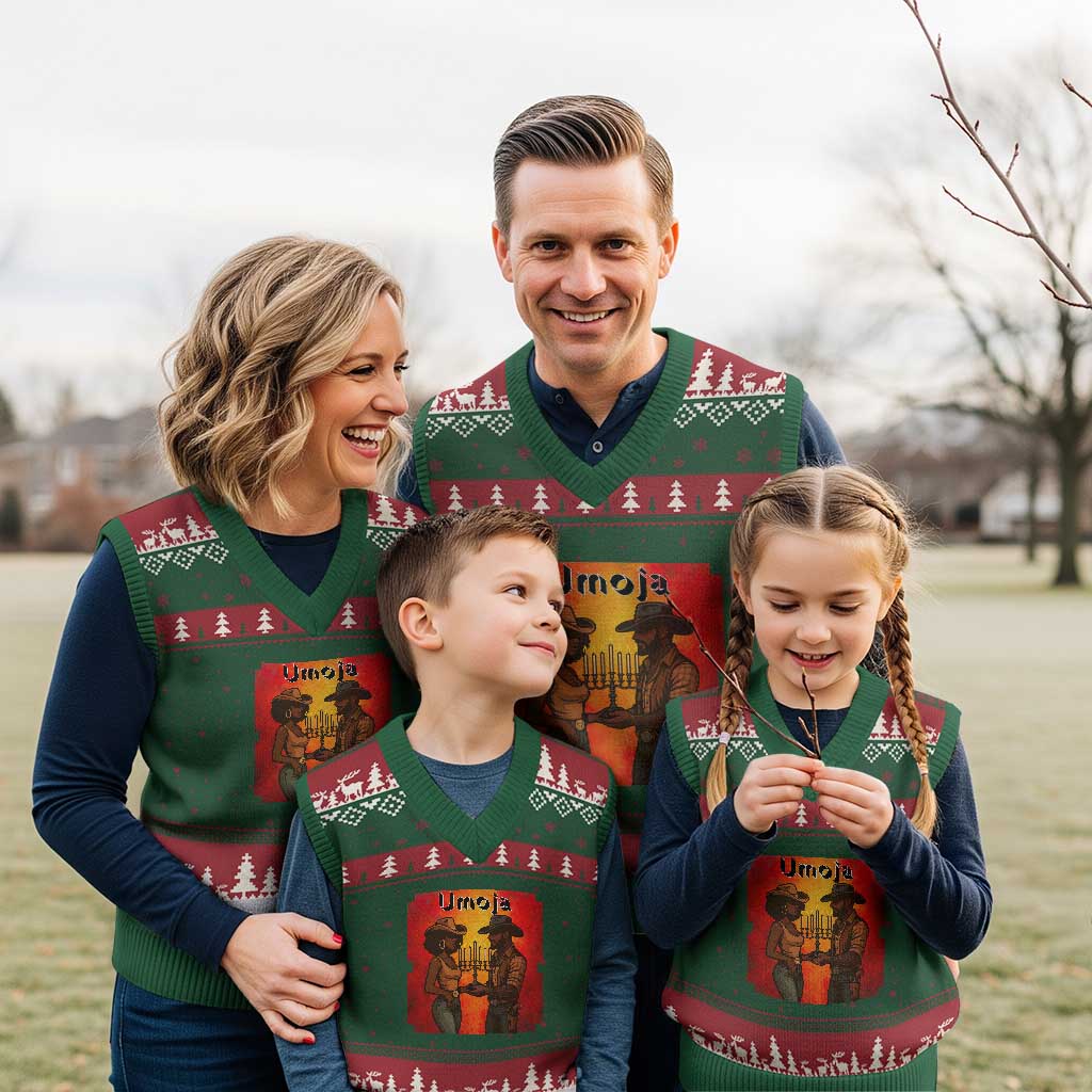 Kwanzaa Umoja Togetherness V-Neck Knit Sweater Vest Cowboy Cowgirl African Heritage Gift TS12 Red Green Print Your Wear