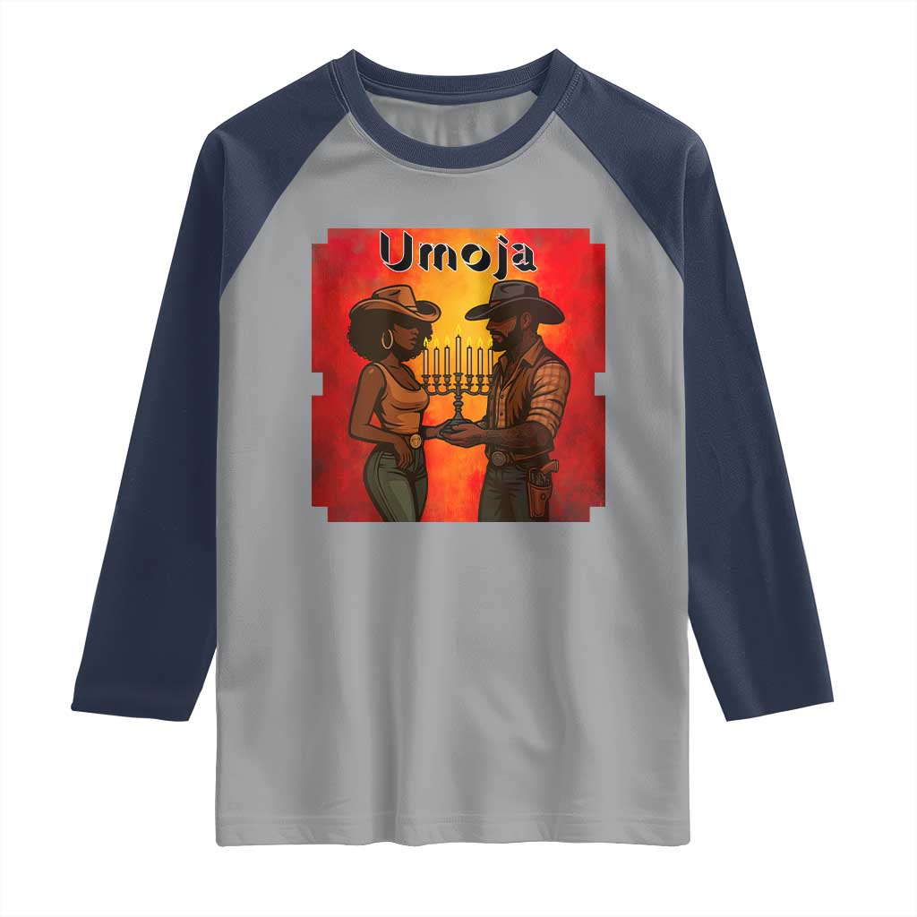 Kwanzaa Umoja Togetherness Raglan Shirt Cowboy Cowgirl African Heritage Gift - Print Your Wear