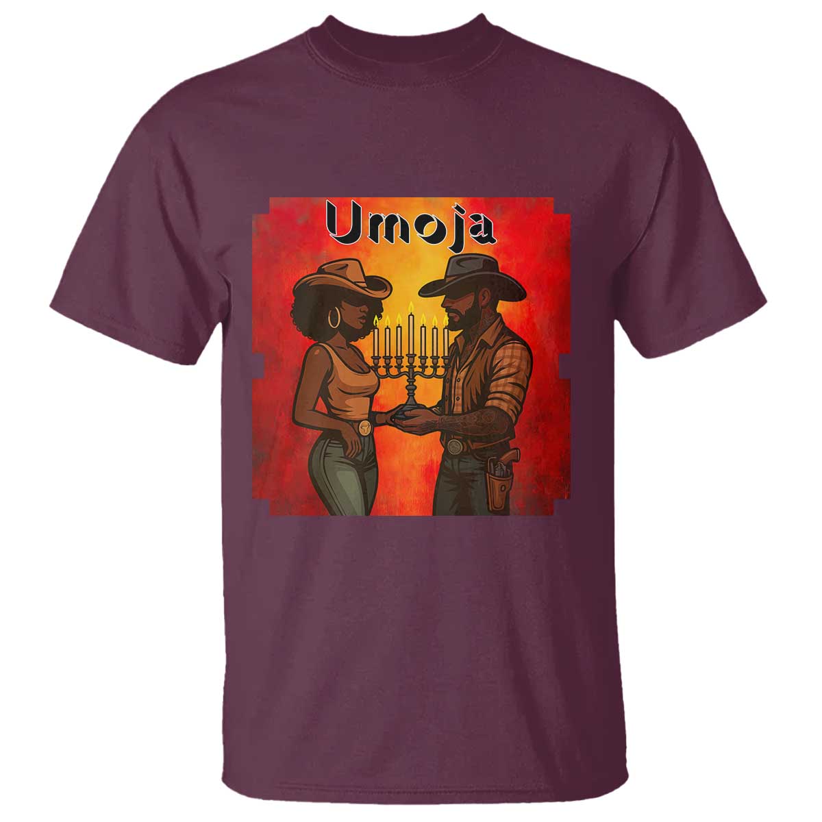 Kwanzaa Umoja Togetherness T Shirt Cowboy Cowgirl African Heritage Gift TS12 Maroon Print Your Wear