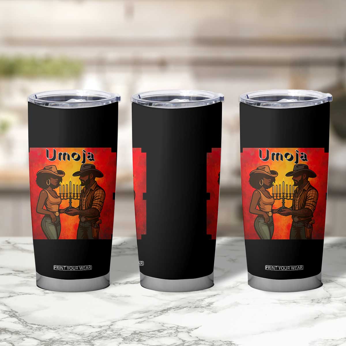 Kwanzaa Umoja Togetherness Tumbler Cup Cowboy Cowgirl African Heritage Gift - Print Your Wear