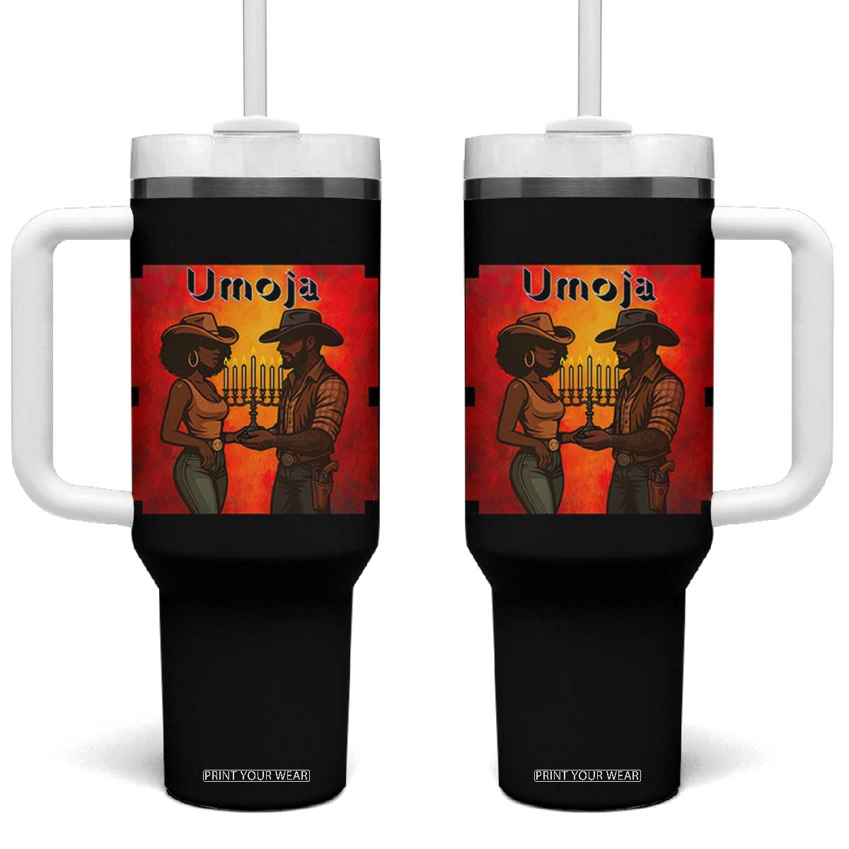 Kwanzaa Umoja Togetherness Tumbler With Handle Cowboy Cowgirl African Heritage Gift - Print Your Wear