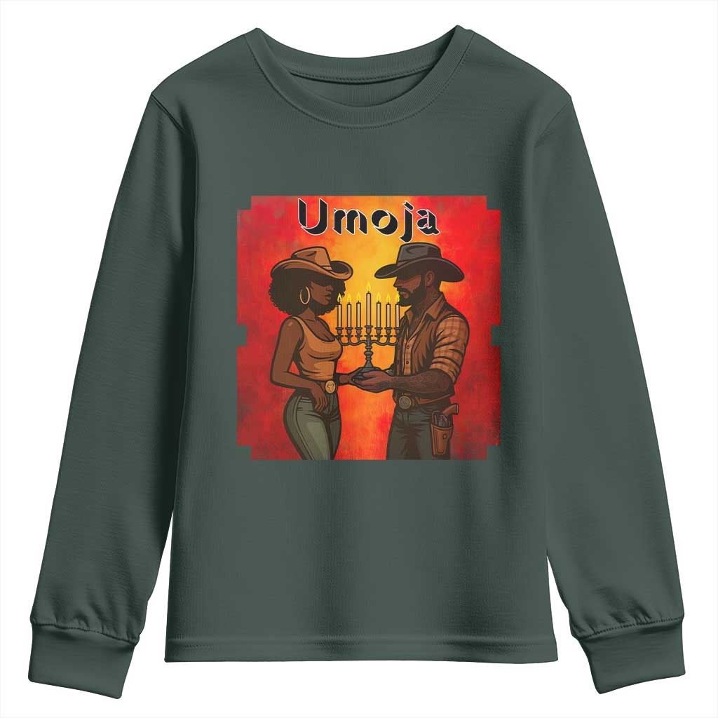 Kwanzaa Umoja Togetherness Youth Sweatshirt Cowboy Cowgirl African Heritage Gift TS12 Dark Forest Green Print Your Wear