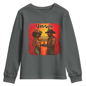 Kwanzaa Umoja Togetherness Youth Sweatshirt Cowboy Cowgirl African Heritage Gift TS12 Dark Heather Print Your Wear