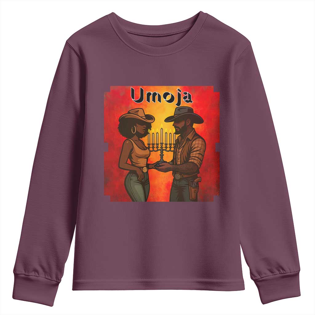 Kwanzaa Umoja Togetherness Youth Sweatshirt Cowboy Cowgirl African Heritage Gift TS12 Maroon Print Your Wear
