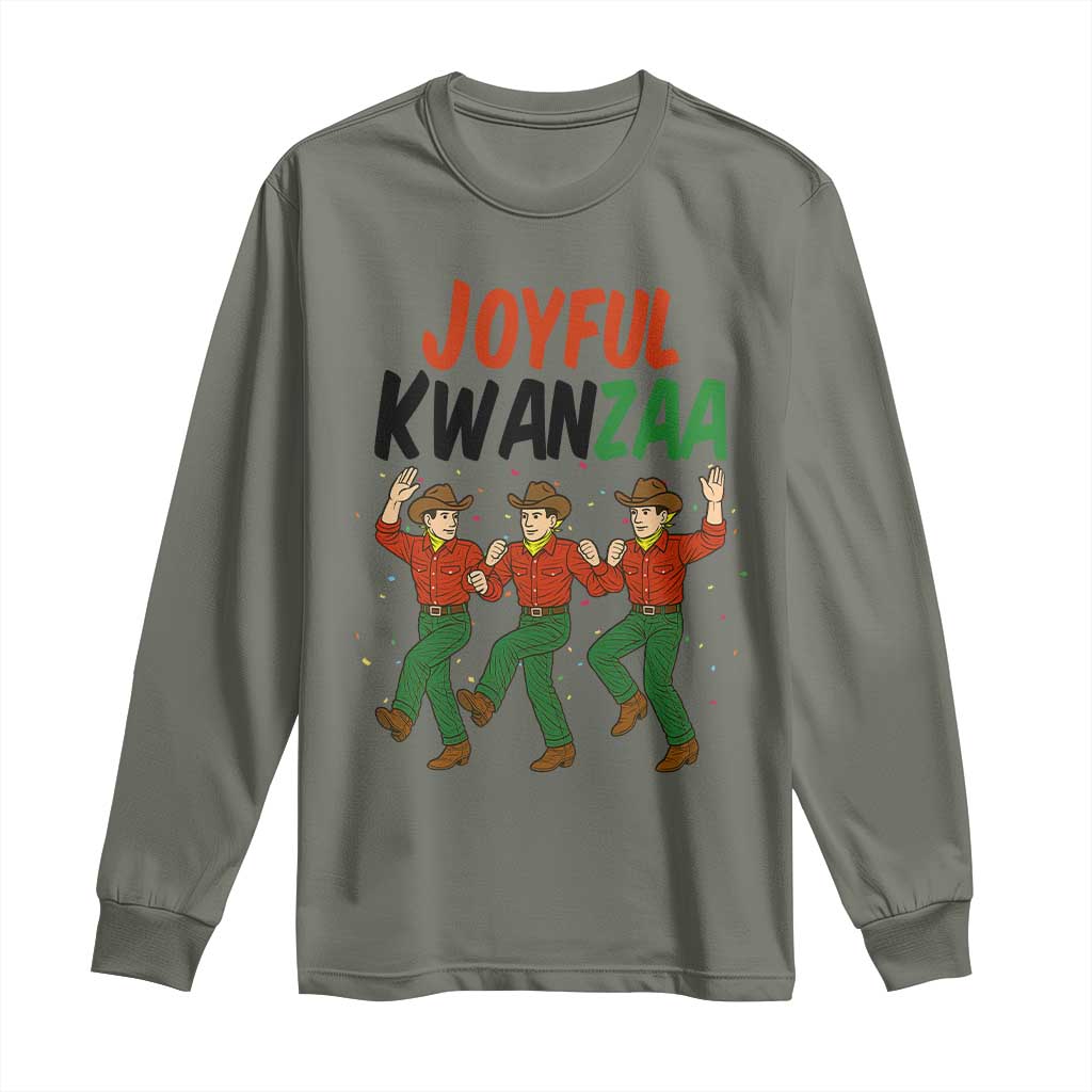 Joyful Kwanzaa Cowboy Long Sleeve Shirt Festival Of Lights African Heritage Gift TS12 Military Green Print Your Wear