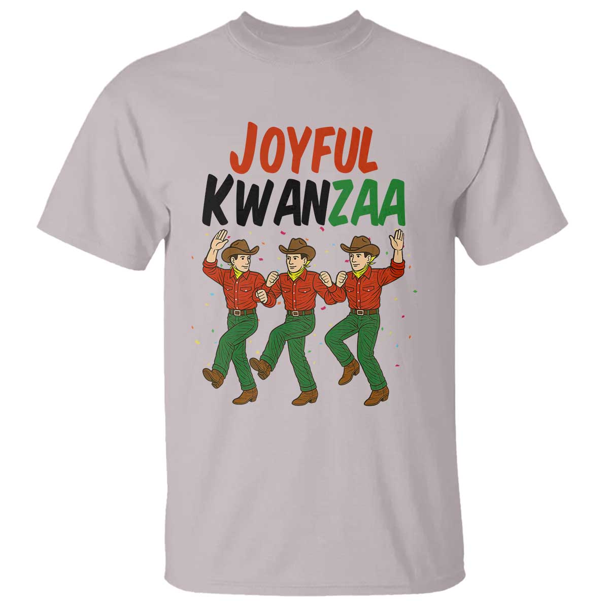 Joyful Kwanzaa Cowboy T Shirt Festival Of Lights African Heritage Gift TS12 Ice Gray Print Your Wear