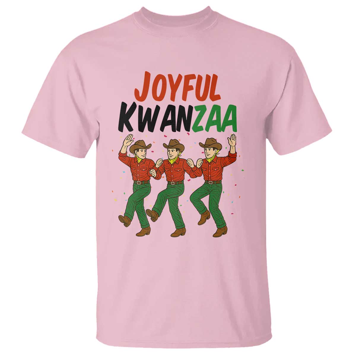 Joyful Kwanzaa Cowboy T Shirt Festival Of Lights African Heritage Gift TS12 Light Pink Print Your Wear