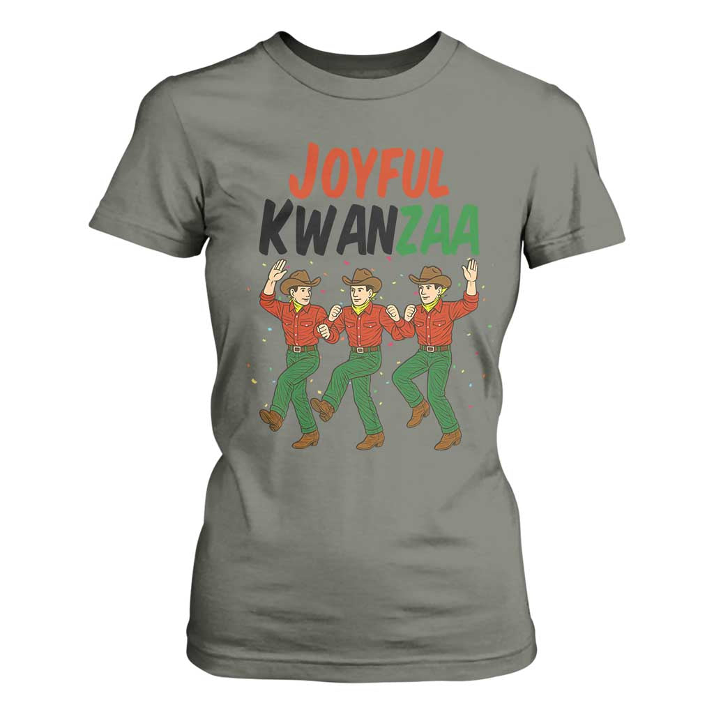 Joyful Kwanzaa Cowboy T Shirt For Women Festival Of Lights African Heritage Gift TS12 Military Green Print Your Wear