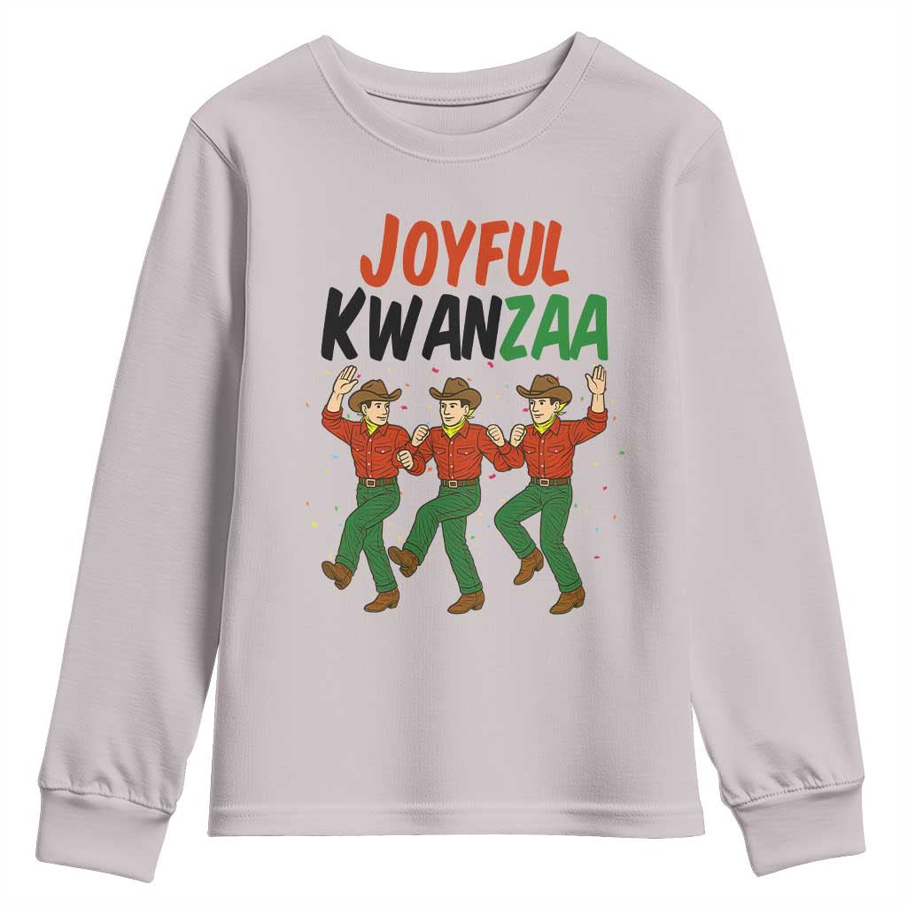 Joyful Kwanzaa Cowboy Youth Sweatshirt Festival Of Lights African Heritage Gift TS12 Ice Gray Print Your Wear