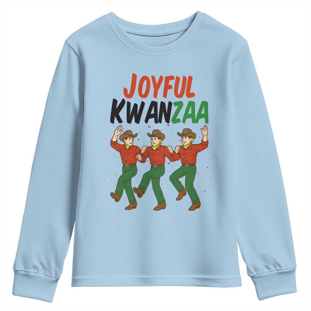 Joyful Kwanzaa Cowboy Youth Sweatshirt Festival Of Lights African Heritage Gift TS12 Light Blue Print Your Wear