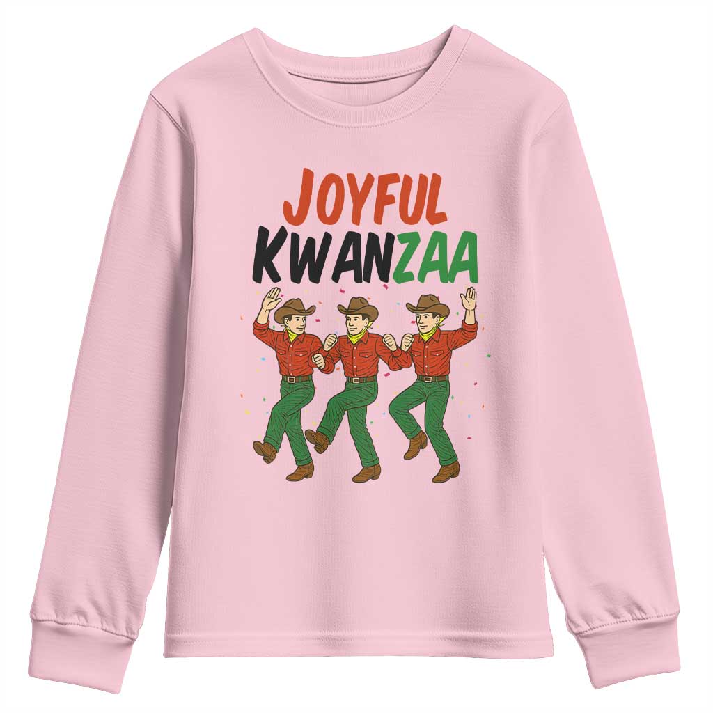 Joyful Kwanzaa Cowboy Youth Sweatshirt Festival Of Lights African Heritage Gift TS12 Light Pink Print Your Wear
