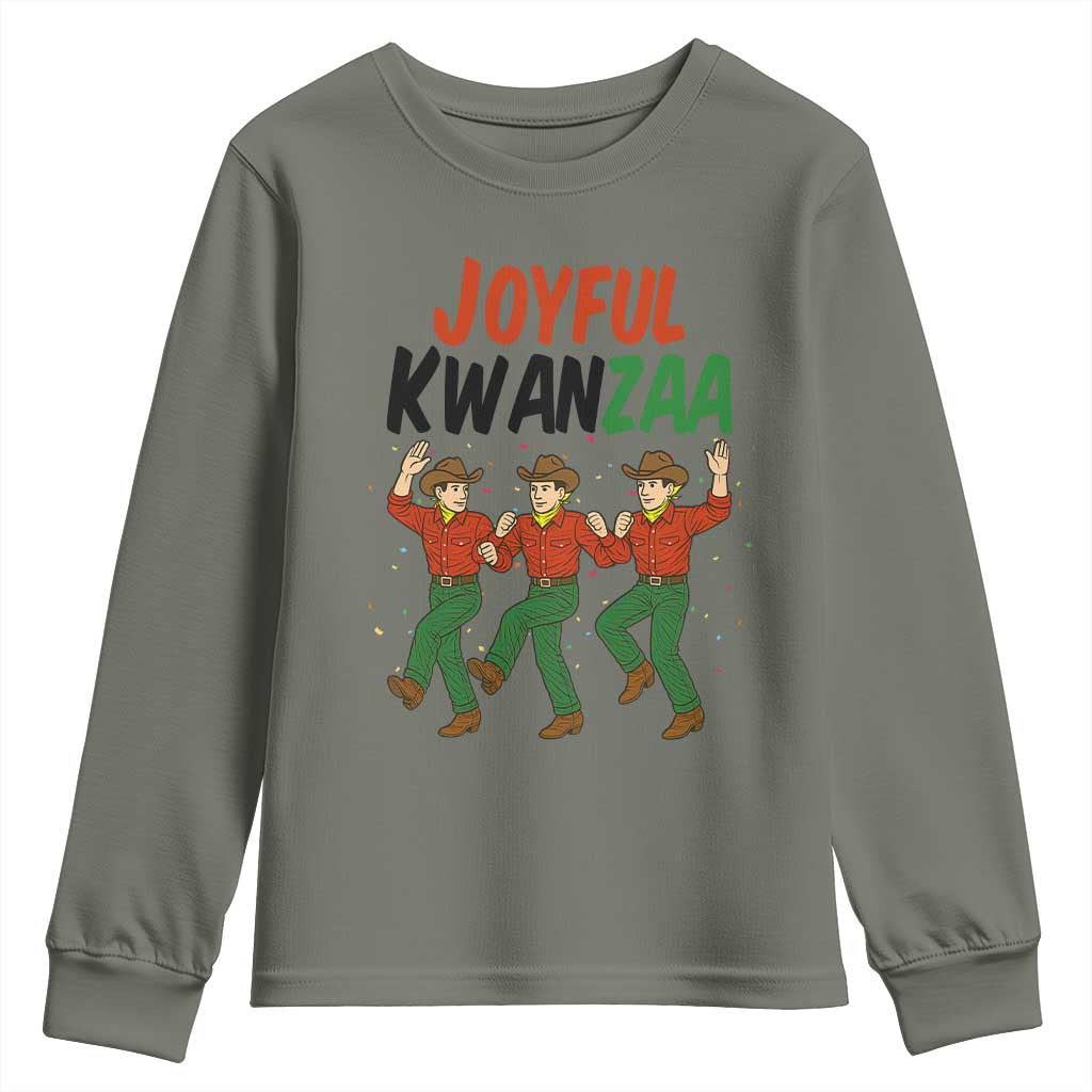 Joyful Kwanzaa Cowboy Youth Sweatshirt Festival Of Lights African Heritage Gift TS12 Military Green Print Your Wear