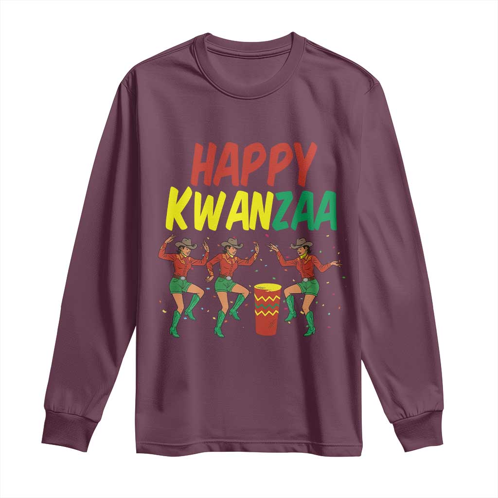 Joyful Kwanzaa Cowgirl Dance Long Sleeve Shirt African Heritage Festival Gift TS12 Maroon Print Your Wear