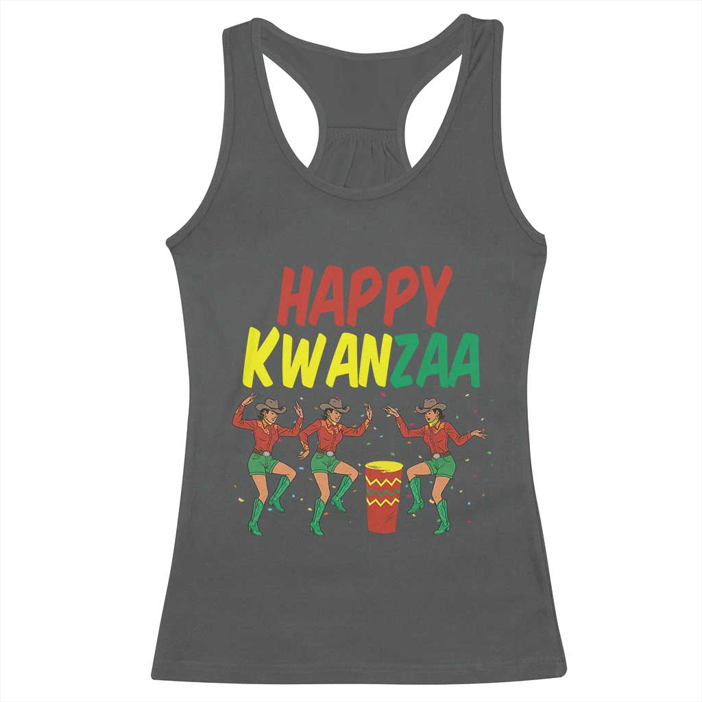 Joyful Kwanzaa Cowgirl Dance Racerback Tank Top African Heritage Festival Gift TS12 Dark Heather Print Your Wear