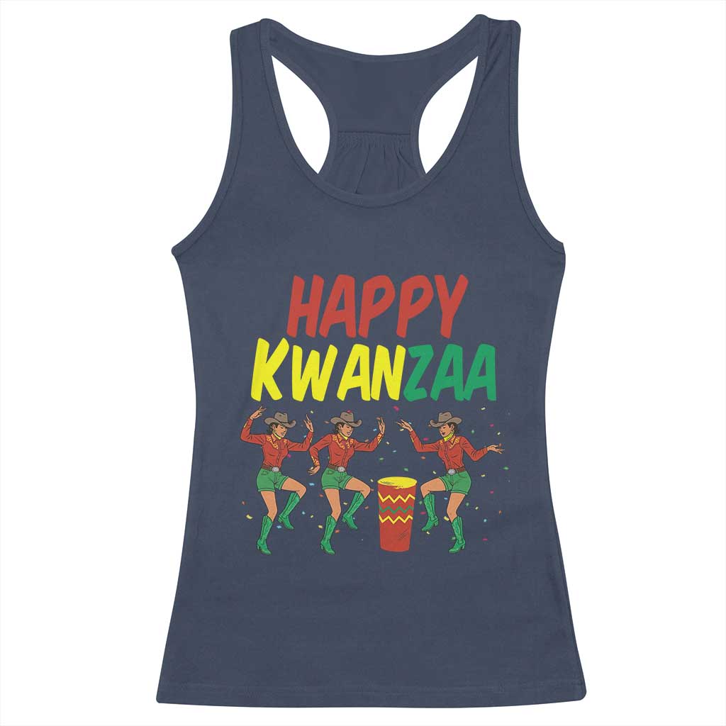 Joyful Kwanzaa Cowgirl Dance Racerback Tank Top African Heritage Festival Gift TS12 Navy Print Your Wear