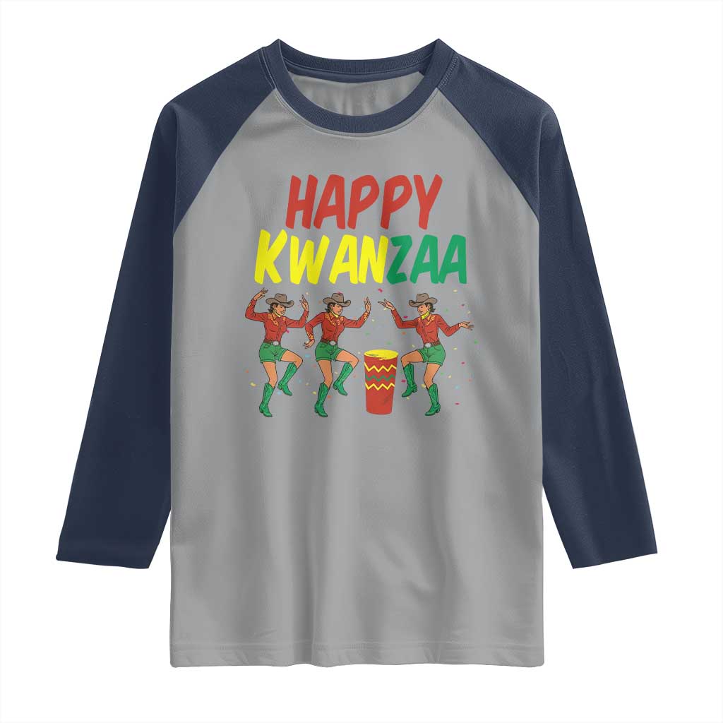 Joyful Kwanzaa Cowgirl Dance Raglan Shirt African Heritage Festival Gift TS12 Sport Gray Navy Print Your Wear