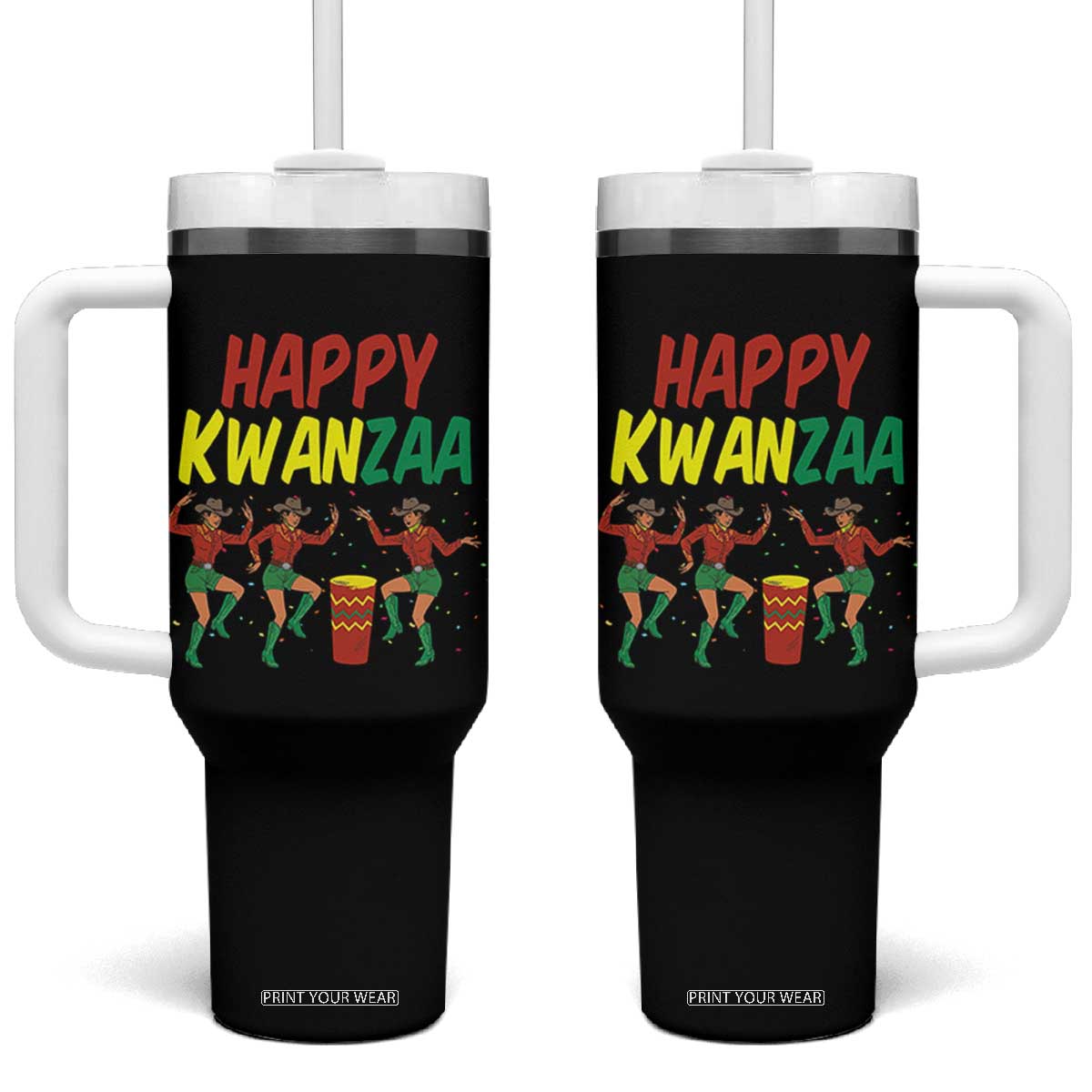 Joyful Kwanzaa Cowgirl Dance Tumbler With Handle African Heritage Festival Gift TS12 One Size: 40 oz Black Print Your Wear