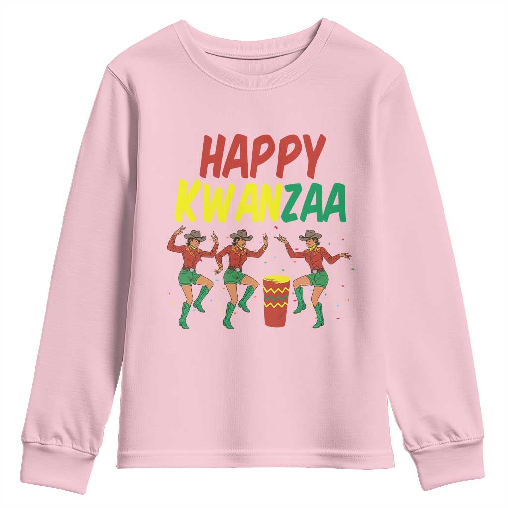 Joyful Kwanzaa Cowgirl Dance Youth Sweatshirt African Heritage Festival Gift TS12 Light Pink Print Your Wear