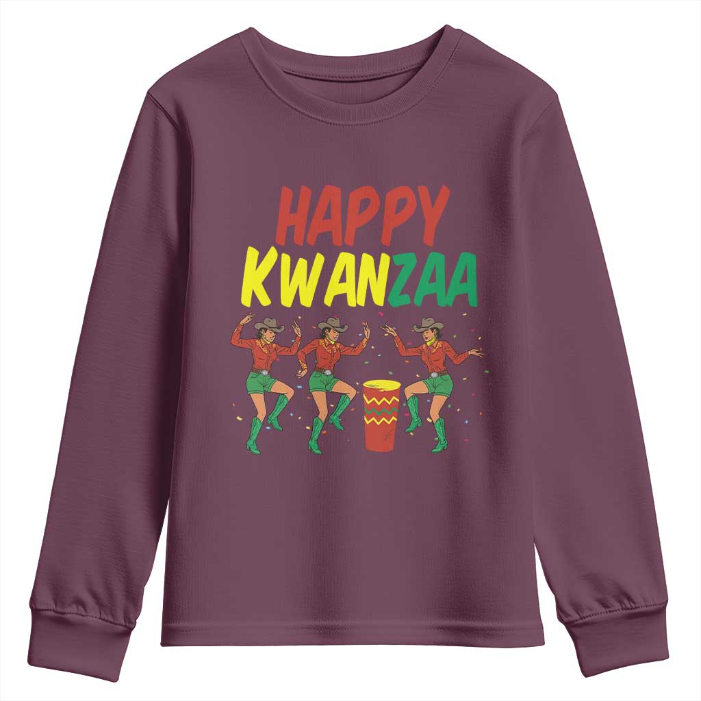 Joyful Kwanzaa Cowgirl Dance Youth Sweatshirt African Heritage Festival Gift TS12 Maroon Print Your Wear