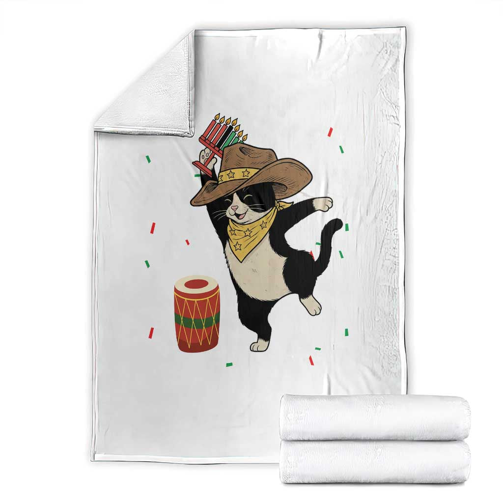 Funny Kwanzaa Cowcat Dance Throw Blanket Festival Of Lights African Heritage Gift - Print Your Wear