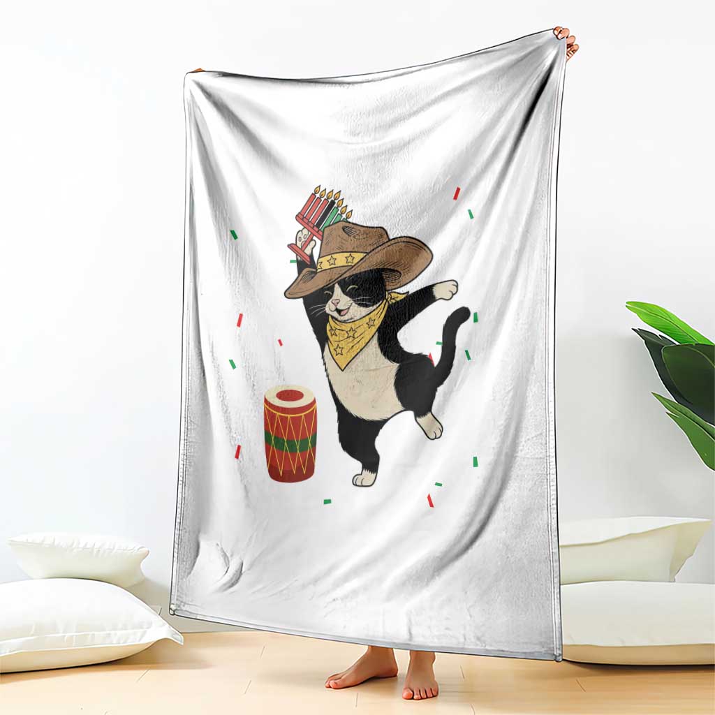 Funny Kwanzaa Cowcat Dance Throw Blanket Festival Of Lights African Heritage Gift - Print Your Wear