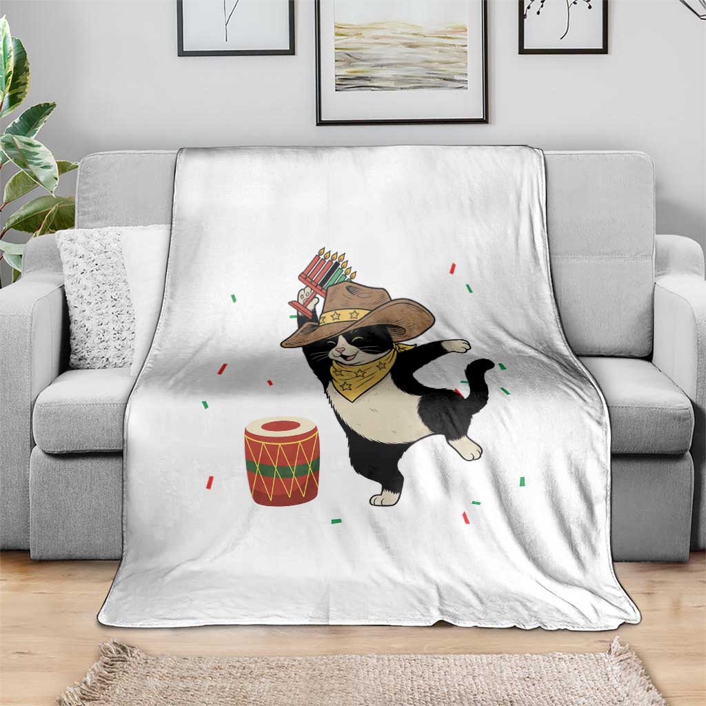 Funny Kwanzaa Cowcat Dance Throw Blanket Festival Of Lights African Heritage Gift - Print Your Wear