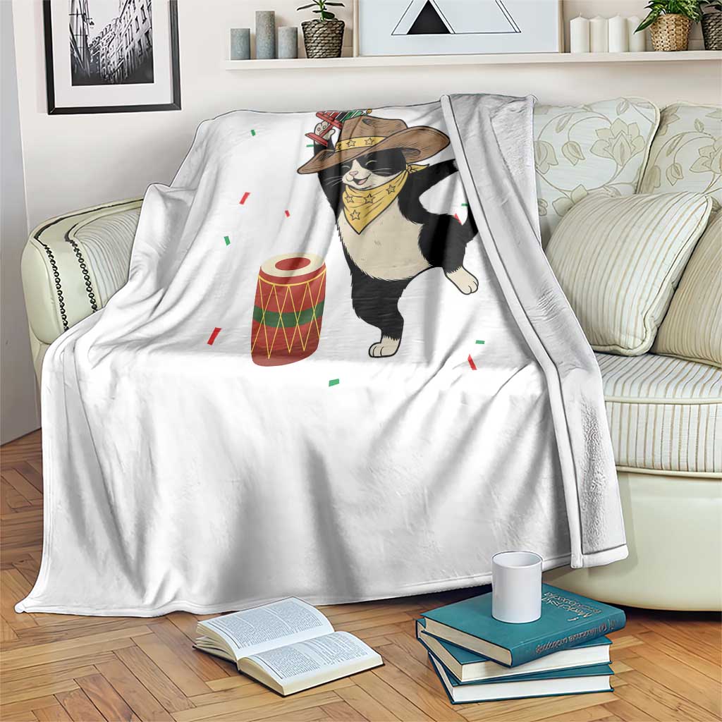 Funny Kwanzaa Cowcat Dance Throw Blanket Festival Of Lights African Heritage Gift - Print Your Wear