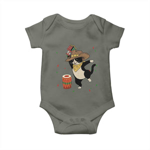 Funny Kwanzaa Cowcat Dance Baby Onesie Festival Of Lights African Heritage Gift TS12 Military Green Print Your Wear