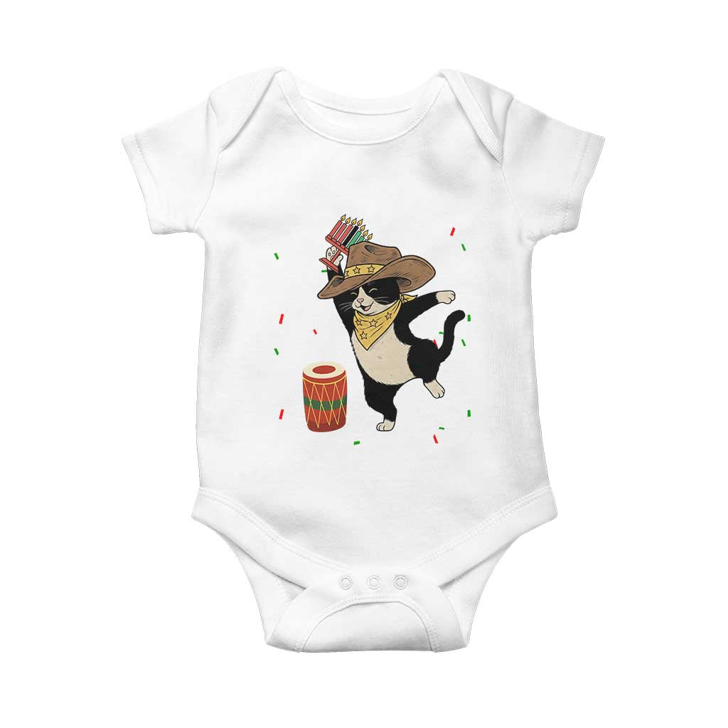 Funny Kwanzaa Cowcat Dance Baby Onesie Festival Of Lights African Heritage Gift TS12 White Print Your Wear