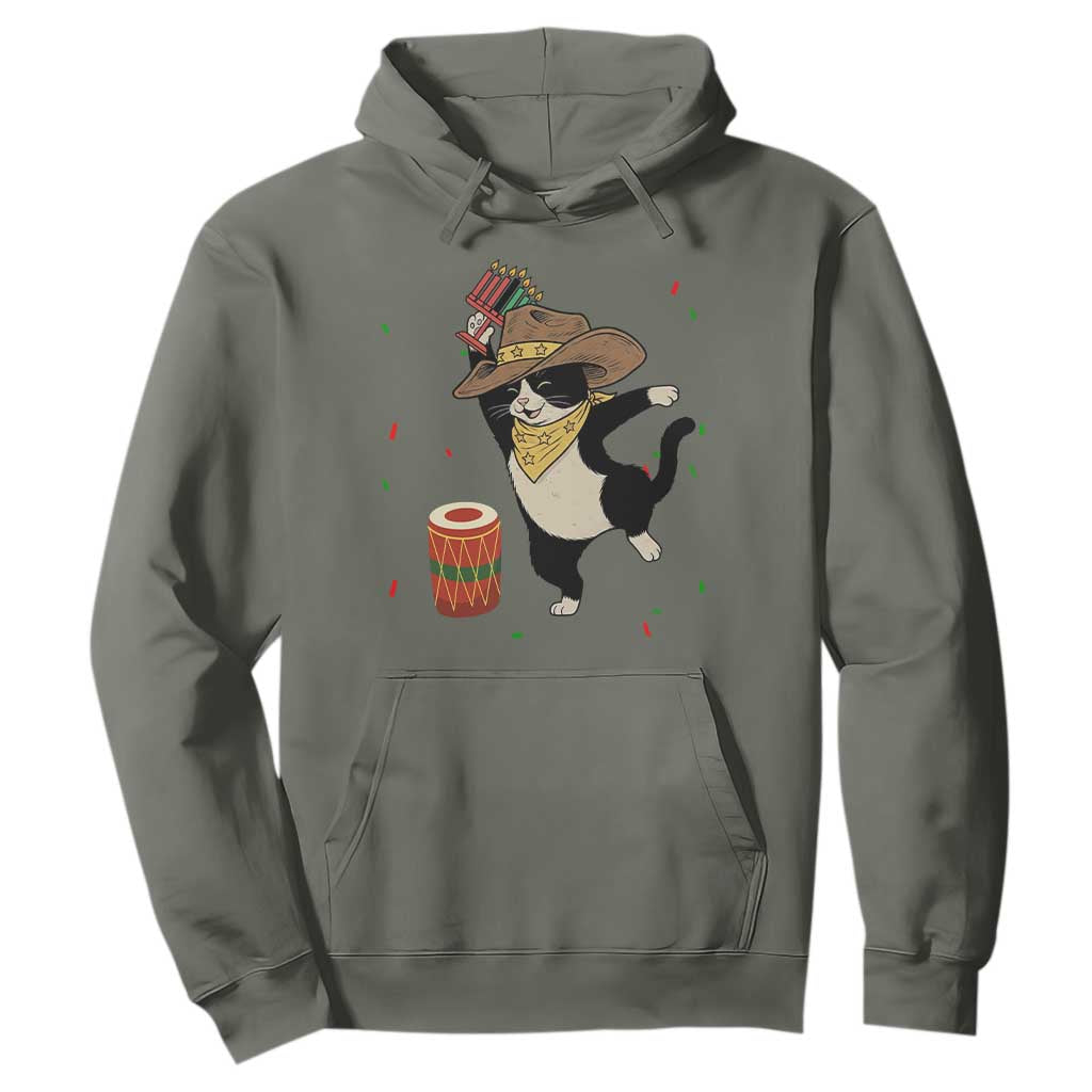 Funny Kwanzaa Cowcat Dance Hoodie Festival Of Lights African Heritage Gift TS12 Military Green Print Your Wear