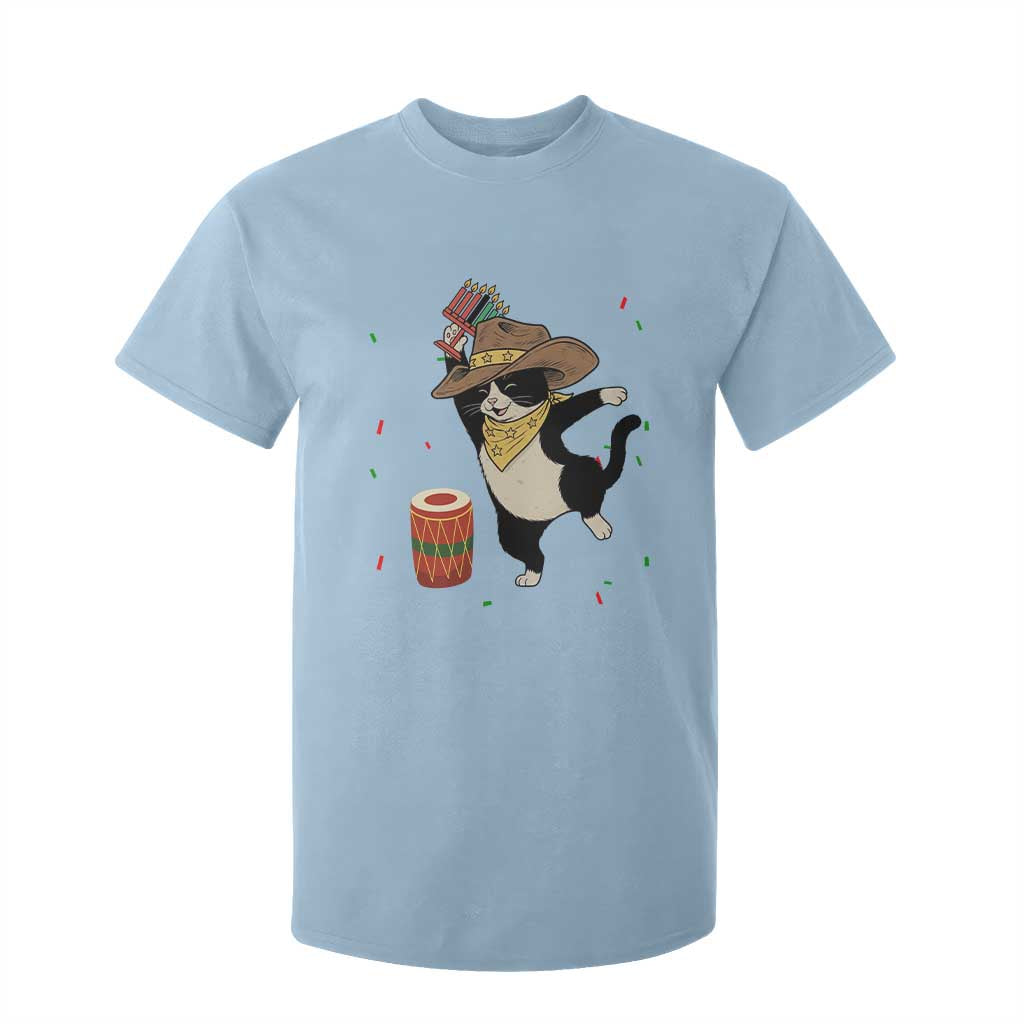 Funny Kwanzaa Cowcat Dance T Shirt For Kid Festival Of Lights African Heritage Gift TS12 Light Blue Print Your Wear