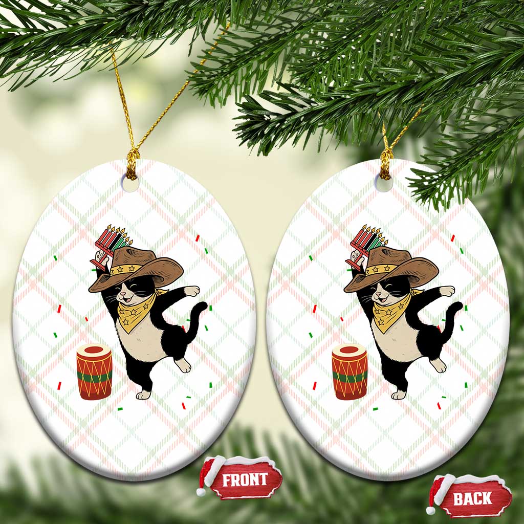 Funny Kwanzaa Cowcat Dance Ceramic Ornament Festival Of Lights African Heritage Gift - Print Your Wear